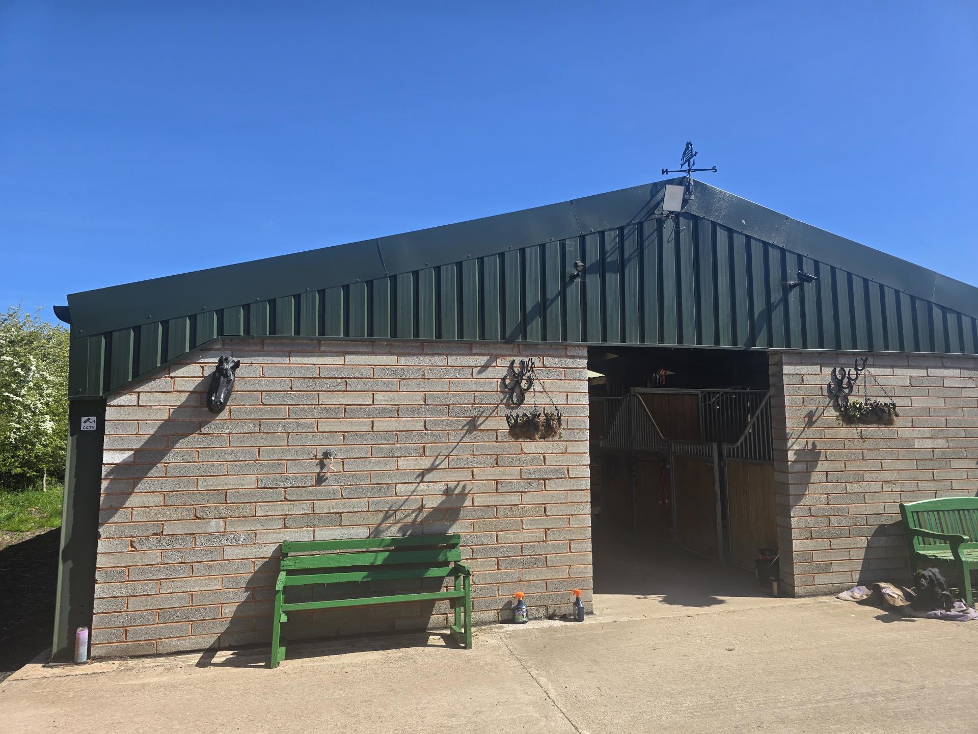 Horse Stable Roofing Refurbishment - GRP Rooflights & Box Profile Roof Sheets